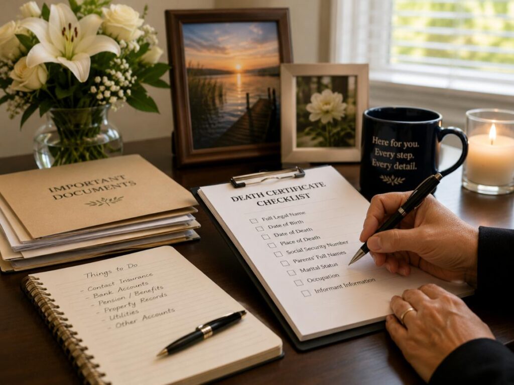 Death certificate checklist and documents prepared with support in Clearwater, FL